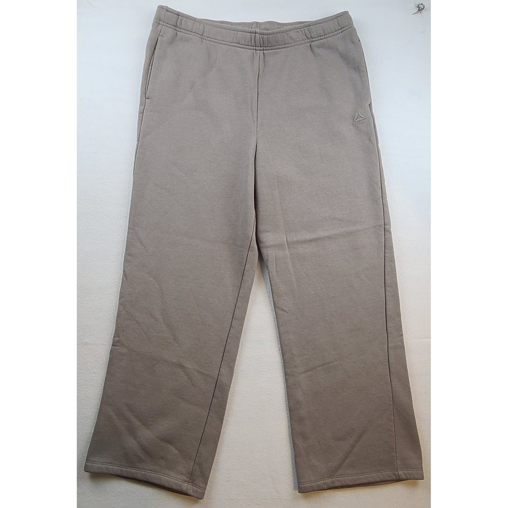 Reebok Mens XL Fleece Sweatpants Taupe Gray Drawstring Straight Leg REW253PA